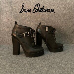 Sam Edelman Circus Women's Side Zip Side Strap Lace up Heel Ankle Boots